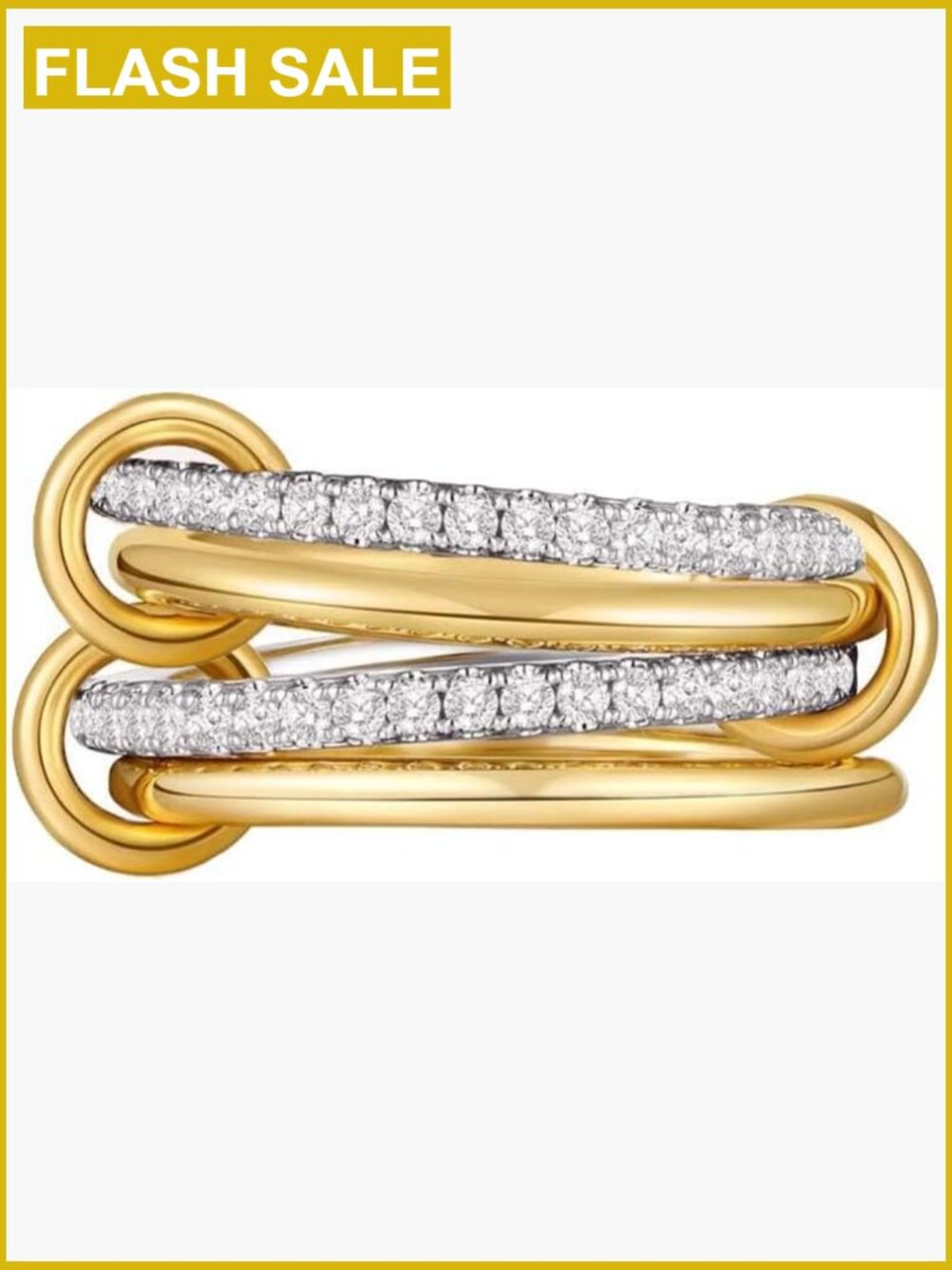Stackable Cubic Zirconia Rings Set Non Tarnish 18k Gold Plated
